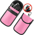 Upgraded Faraday Bag for Key Fob (2 Pack), Premium Faraday Key Fob Protector– Car RFID Signal Blocking, Car Security Protection, Anti-Theft Pouch, Anti-Hacking Case Blocker Pink