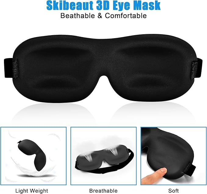 SkiBeaut Eye Sleep Mask for Side Sleeper, 4 Pack Night Blindfold Light Blocking 3D Sleeping Eye Masks for Men Women