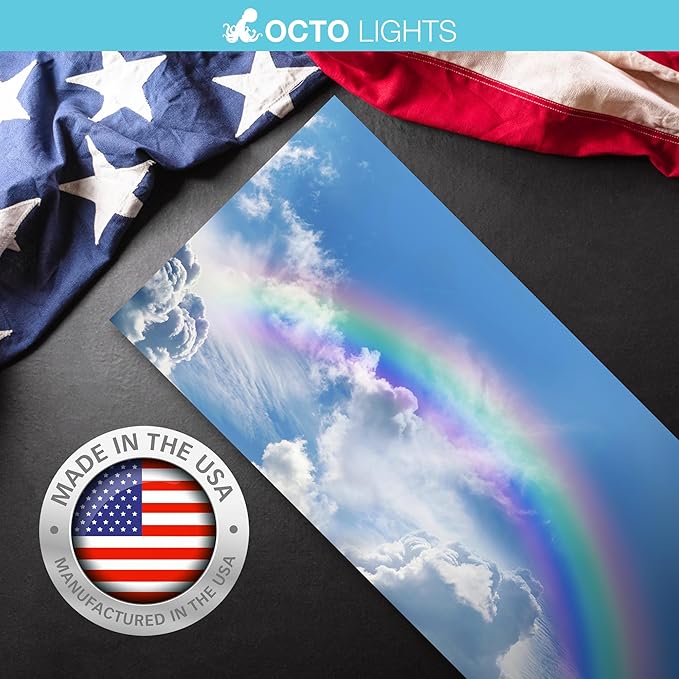 OCTO LIGHTS Fluorescent Light Covers Rainbow Cloud Sky Panel for Ceiling Lights, Light Covers for Ceiling Lights Classroom 2x4 (22.38"x46.5") Backlit Film Insert for Fluorescent Fixtures (Pack of 1)