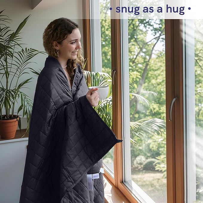 YnM Exclusive 25lbs Weighted Blanket, Smallest Compartments with Glass Beads, Bed Blanket for One Person of 240lbs, Ideal for on Queen or King Bed (Dark Grey, 60"x80" 25lbs)