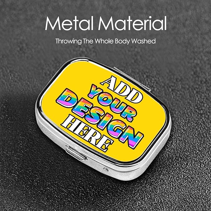 Custom Pill Container, Medicine Pill Box Case Organizer Travel Pill Holder Vitamin for Purse Med Wallet Portable Mini Pastillero, Square Gold Personalized Gifts