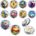 Molain 10Pcs Pill Organizer, Pill Box with Mirror, Portable Small Pill Case for Purse or Pocket, Cute Metal Pill Holder for Travel, Vitamins, Medication, Supplements