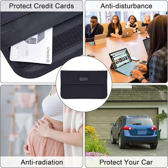 Wisdompro Faraday Bag, RFID Signal Blocking Bag Shielding Pouch Wallet Case for Cell Phone Privacy Protection and Car Key FOB