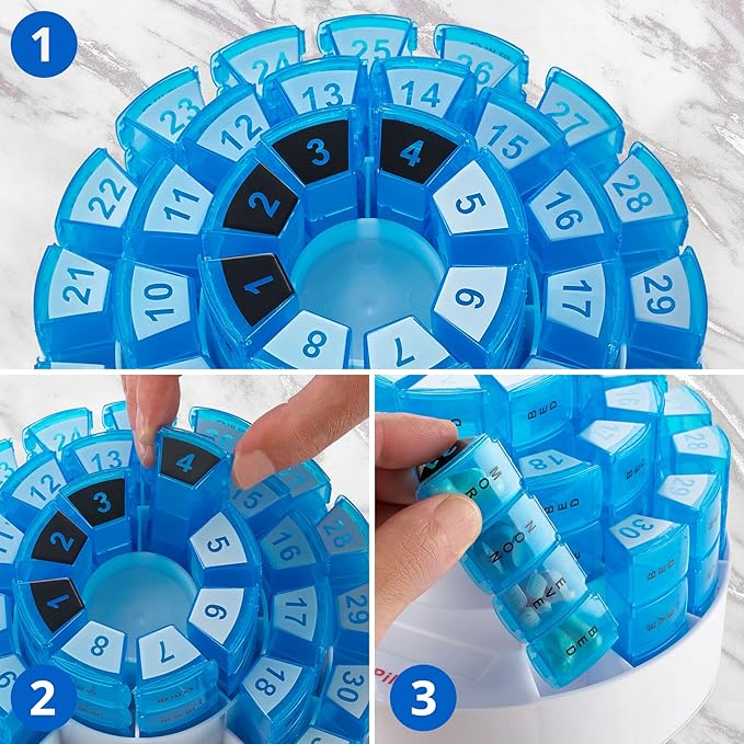 Monthly Pill Box by MEDca - Smart Prescription Organization with Multiple Daily Doses Section, Removable Compartments Perfect for Travelling