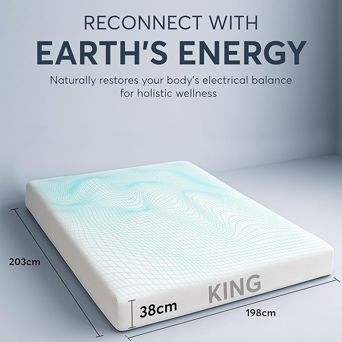 Emberix Grounding Sheets King Size, 12% Pure Silver Fiber Earthing Bed Sheet, 88% Cotton Soft & Breathable, Grounded Sheets Deep Pocket 15" with Eye Masks & Ear Plugs for Rest & Wellness (White)