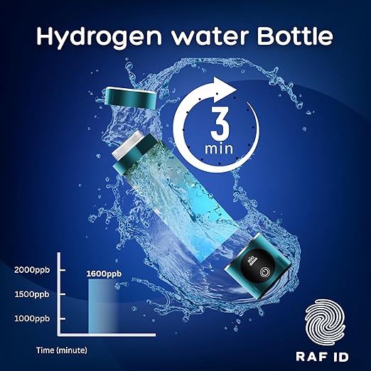 RAFID Hydrogen Water Bottle – Portable Hydrogen Generator, PEM Technology, Rechargeable, Produces Antioxidant-Rich Alkaline Hydrogen Water for Sports, Fitness & Daily Hydration