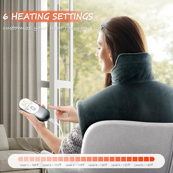 Neck Heating Pad Mothers Day Gifts for Mom, Wife, Women, Dad, Men, XL Weighted Shoulder Heat Pad, Back Pain Relief Heat Pads, Gifts for Christmas, Birthday, Fathers Day Warm Gifts, 23'' x 17''