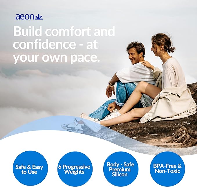 AEON Kegel Exercise Balls Set – 6 Progressive Silicone Pelvic Floor Trainers. Body-Safe, Soft & Flexible. Includes Storage Bag & 1.3 Oz AEON Personal Glide - $10 Value – Beginner to Advanced