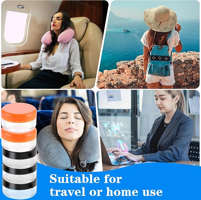5 Pcs Small Pill Organizer Box Travel Pill Case Holder Portable Daily Mini Pills Container BPA Free Medication Storage Container for Purse Pocket Briefcase (Black, Orange)