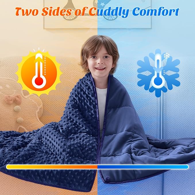 anfie Weighted Blanket Kids(40"x60" 7lbs) Weighted Blanket Cooling Blanket for Sleeping,Throw Size Breathable Blanket with Premium Glass Bead(Blue)