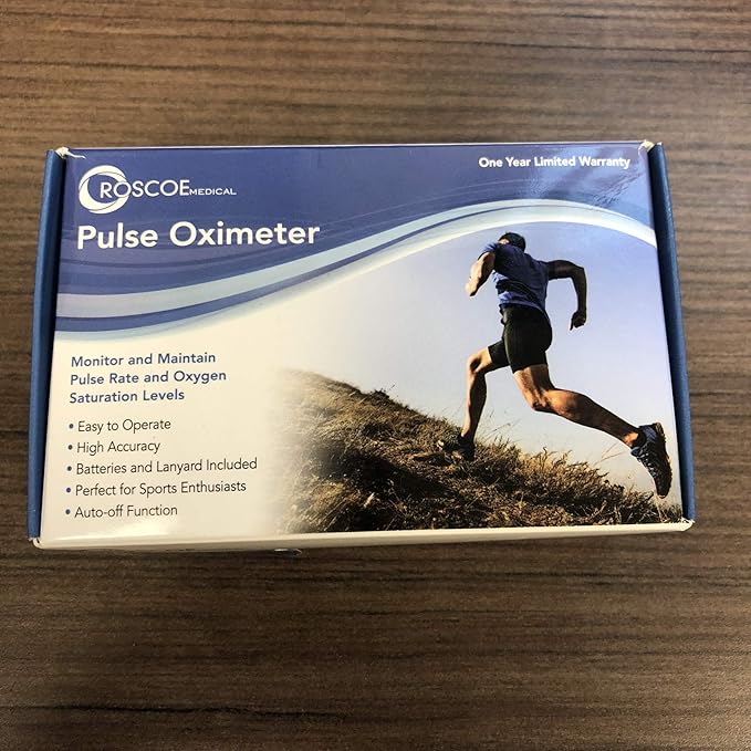 Roscoe Medical Finger Pulse Oximeter Oxygen Saturation Monitor - Pulse Ox Fingertip o2 Monitor for Pediatric and Adult - Sports and Aviation Use Only (Pack of 2)