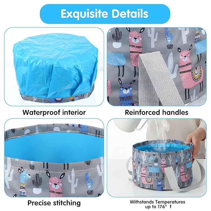Foldable Bucket for Soaking Feet - Portable Foldable Foot Bath Tub Spa Basin for Travel, Home Pedicure & Outdoor Camping (Grey)