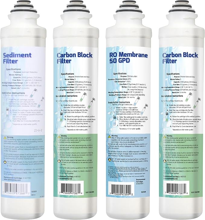 Genuine Aqua Flo Platinum QCRO RO Filter Kit with 50 GPD Membrane and Cartridges | 4-Stage Filtration, Easy Install, Contaminant Reduction, Improved Taste, Cost-Effective Water Solution