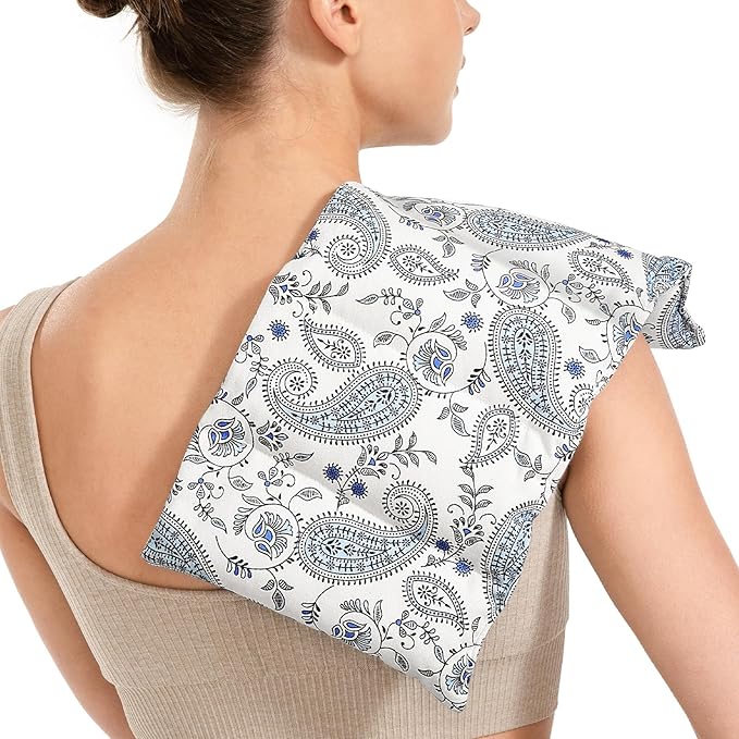 Small Microwave Heating Pad for Neck and Shoulder, Microwavable Versatile Cold/Heated Muscle Ache, Soothing Fatigue Wrap for Back Pain and More, Moist Heat Pad Warm Compress (8x17 inch)