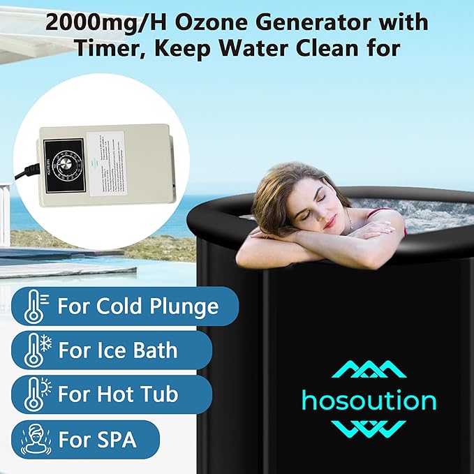 2000mg/H Ozone Generator with Timer, Ozone Generator Water Keep Cold Plunge Clean, Cold Plunge Filter, Ozone Bubbler for Produce, Ozone Generator for Cold Plunge, Ice Bath, Hot Tub,Spa