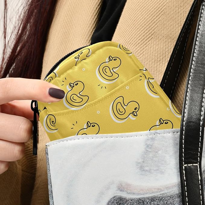 Fustylead Yellow Rubber Duck Pill Organizer Travel Bag, Small Portable Pill Case Cute for Vitamin Fish Oil Supplements Medicine Organizer with Zipper