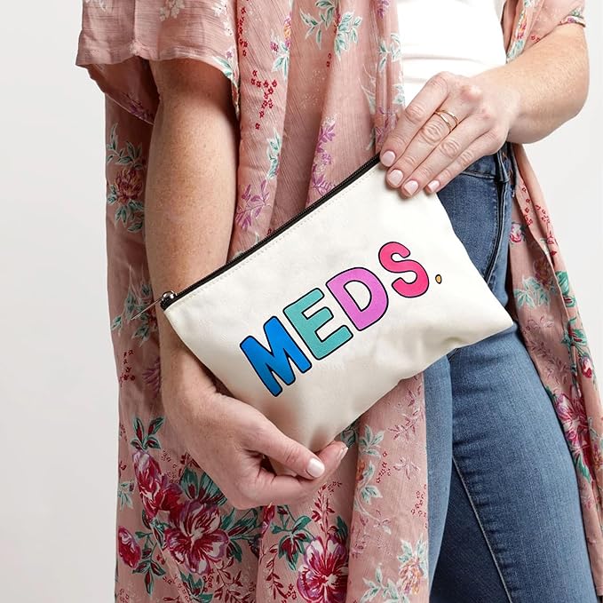 Medication Bag Travel Pill Organiser | Compact Cosmetic First Aid Kit, Perfect Health Gift, Small Cotton Pouch For Meds (Style G)