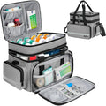 Large Pill Bottle Organizer, Double Layers Medicine Storage Bag with Lockable Zippers and Shoulder Strap,Medication Travel Bag for Prescription Bottles, Vitamins & Medical Supplies, Gray (Bag Only)