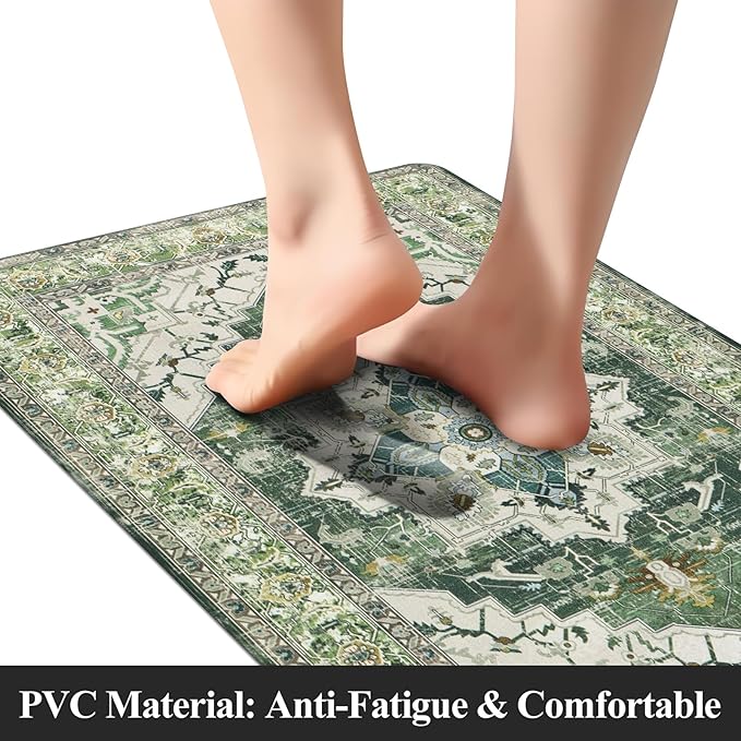 Cushioned Kitchen Rug Sets 3 Piece Anti Fatigue Kitchen Mats for Floor Non Slip Waterproof Kitchen Rugs and Mats Comfort Standing Mat Runner for Home Office,Sink,Laundry