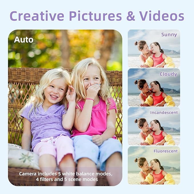 Digital Camera, FHD 4K Digital Camera for Kids Purple with 64GB SD Card 16X Digital Zoom, Cameras for Photography Compact Point and Shoot Camera for Teen Boys Girls Kids Autofocus Camera Digital