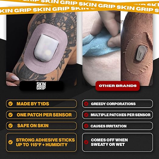 Skin Grip Insulet Omnipod 5 Adhesive Patches Waterproof & Sweatproof (Also Fits Omni pod Dash), Pre-Cut Medical Tape, Ultimate Insulin Pump Protection, Diabetic Sensor Covers, 20-Pack, Purple