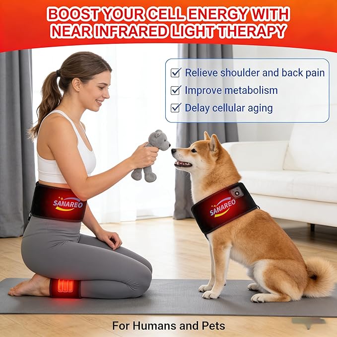 Red Light Therapy Belt for Body, Portable 660nm & 850nm Near Infrared & Red Light Therapy Device Features 4 Timer Modes for Back Waist Calves Arms for Women and Men（Black Lite）