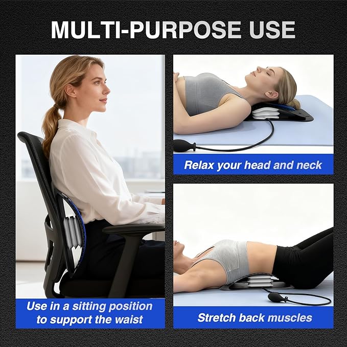 Back Stretcher for Lower Back Pain Relief, Adjustable Lumbar Traction Device, Ergonomic Spine Board with Acupressure Points, Back Massager for Spinal Decompression and Scoliosis