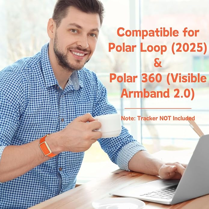Vanet Nylon Straps Compatible for Polar Loop Bands/Polar 360 Replacement, Elastic Woven Strap Breathable Sport Adjustable Stretchy Braided Hook & Loop Wristbands for Visible Armband 2.0 [NO Tracker]