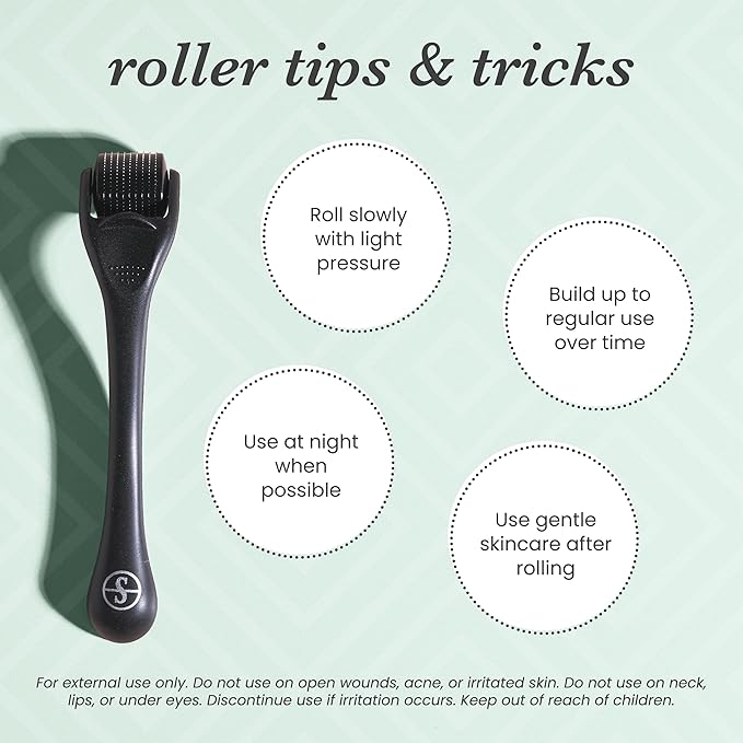 Derma Roller Microneedling Roller for Face, Beard, Hair - Includes Free Storage Case, for Men and Women