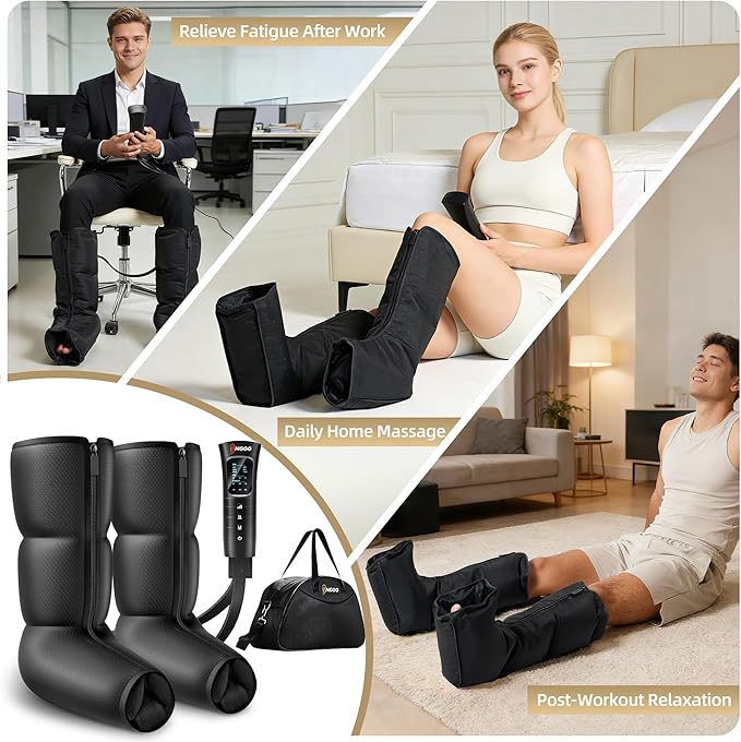 YINGGG Leg Compression Massager with Heat, Foot & Calf Massager Boots for Circulation and Pain Relief, Professional Sequential Compression Boots with 6 Modes, 6 Intensities, 3 Heat-M