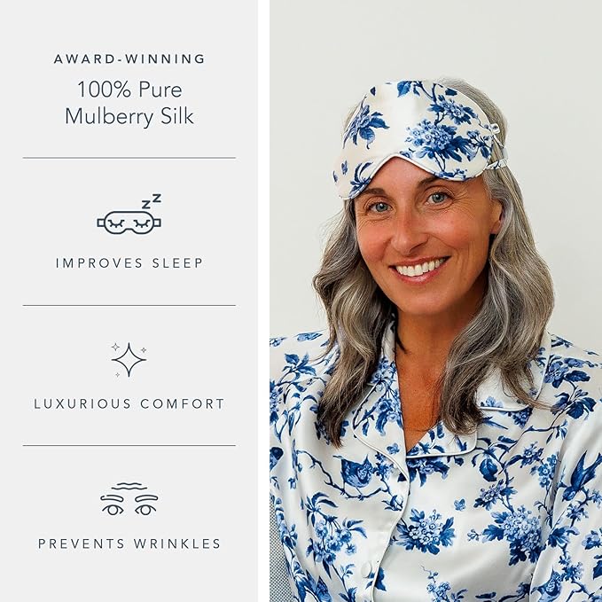 Fishers Finery 25 Momme Pure Mulberry Silk Sleep Eye Mask with Adjustable Strap (Tea Cup)
