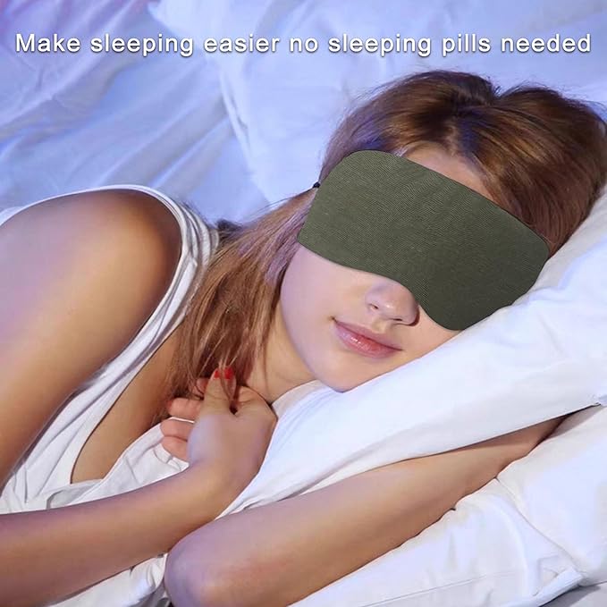 Sleep Mask Pure Linen Eye Mask, with Elastic Band,Comfort Sleeping Shade for Nighttime Sleeping, Traveling & Napping,Side Sleeper Eye Cover Cooling with Travel Bag Gift Package(Navy)