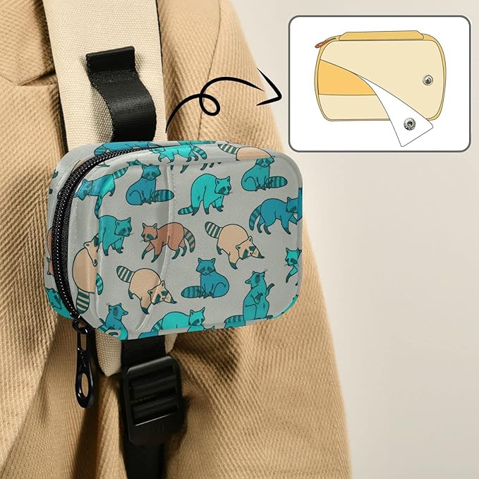 Ollabaky Raccoon Pill Organizer 7 Day Pill Case Travel Pill Organizer Bag Pill Box Portable Weekly Case with Zipper Compact Size for Vitamin Supplement Holder