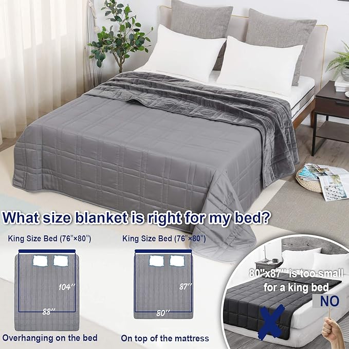 King Size Weighted Blanket 45lb(88 inch x104 inch , Double-Sided), Warm Short Plush and Cool Tencel Fabric Reversible Weighted Blanket for All Season Use, King Size for Couple - Carry Bag Included