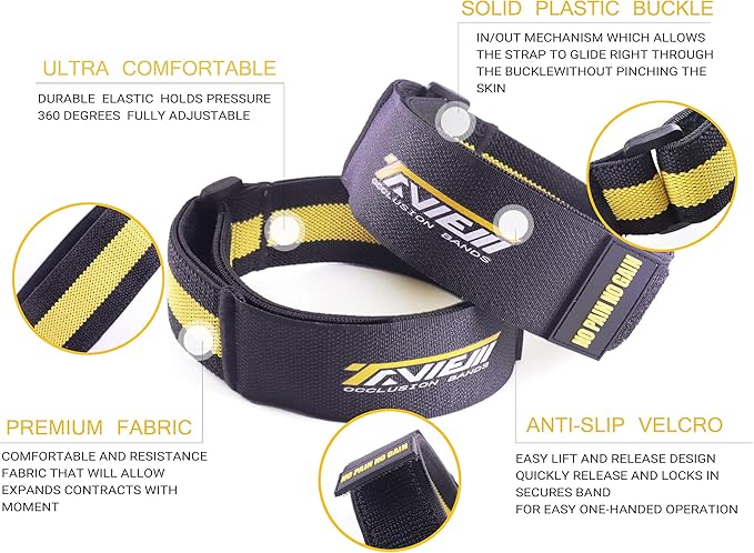 Occlusion Bands,4 Pack (2 Bicep Bands,2 Leg Bands), Comfortable Elastic Bands for Blood Flow Restriction Training and Fast Muscle Growth Without Lifting Heavy Weights