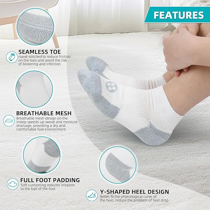 Diabetic Socks for Men,4 & 6 Pairs Low Cut Bamboo Viscose Wide Mens Diabetic Socks Size 9-11 10-13
