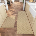 hicorfe Kitchen Rugs and Mats Sets,2 Pieces Super Absorbent Polypropylene Non-Slip Rug,Soft Comfort Floor Mat,Machine Wash for Kitchen,Hallway,Sink,Laundry(20" x 32"+20" x 59",Brown)