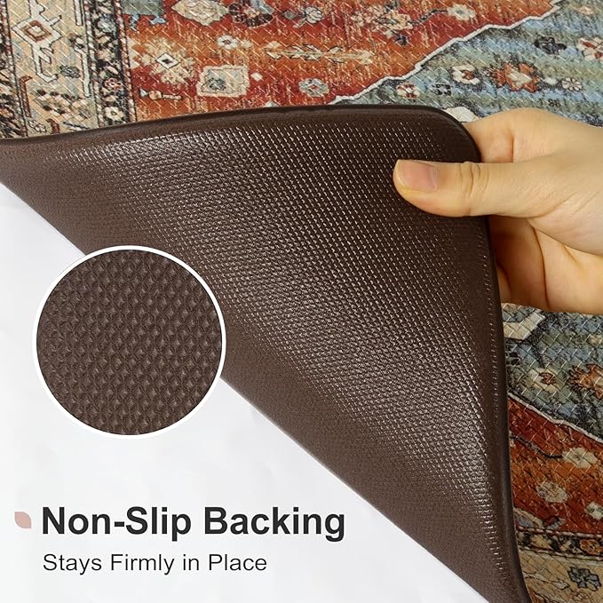 Collive Boho Kitchen Mat 2PCS, Cushioned Anti Fatigue Kitchen Mats for Floor Waterproof Kitchens Rugs Set of 2, Non Slip Comfort Standing Mat for Office, Sink, Laundry, 17.3"x29"+17.3"x59"