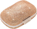 Cute Pill Organizer Small Bling Pill Case for Purse Medicine Vitamin Container Holder Daily Pill Box Container for Women Travel Medicine Kit(Peach)