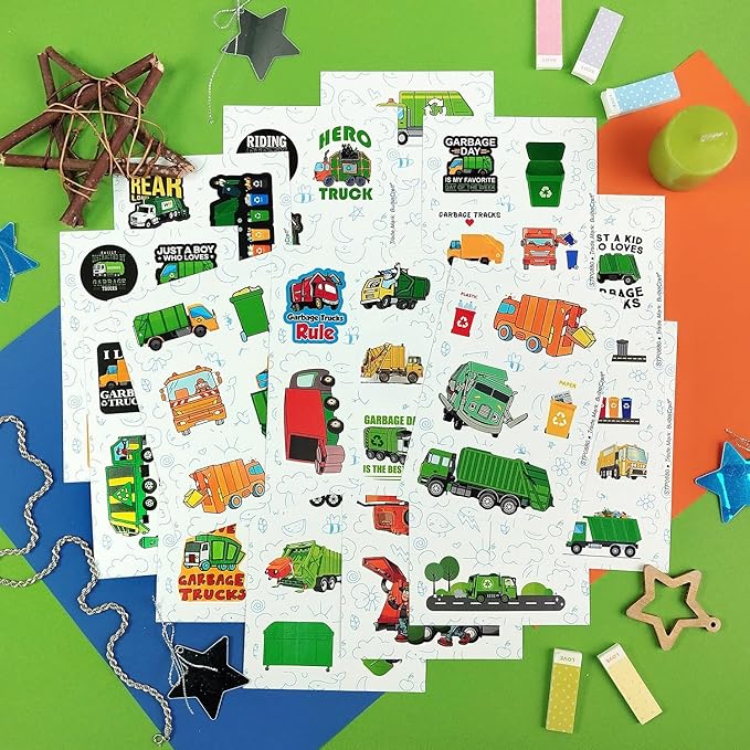 BulbaCraft Garbage Truck Stickers, Trash Truck Stickers, Garbage Party suppliess, Gifts for Women & Men