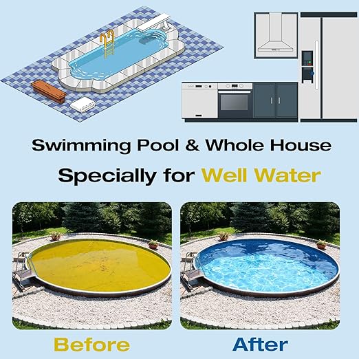 H&G Lifestyles Whole House Water Filter Iron for Well Water, Reduce Iron Fluoride Manganese,with GAC KDF Filters,Reduce Chlorine Odor Heavy Metal Lead,2 Stages Water Filtration System 70,000 Gallons