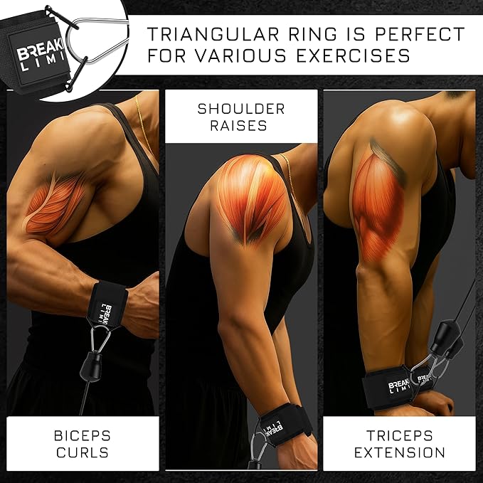 Breaking Limits Wrist Cuffs Gym - Wrist Straps for Cable Machines - Lifting Cuffs for Cables Gym - Wrist Cuff Lateral Raise Attachment - Cable Wrist Cuffs Gym