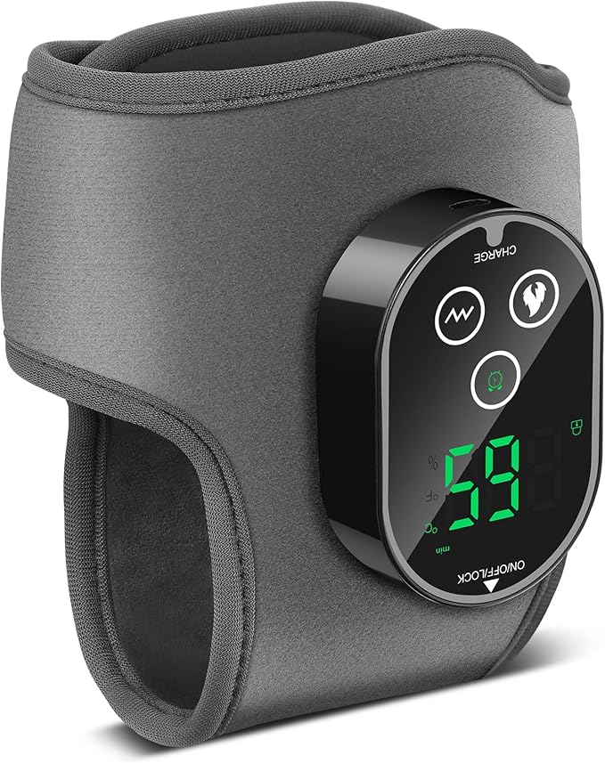 Cordless Ankle Massager for Pain Relief, Ankle Relief Heating Pad, Heated Ankle Massager, Foot Heating Pad, Heated Foot Massager, 4 Heat & 3 Massage Modes, Single One, Grey