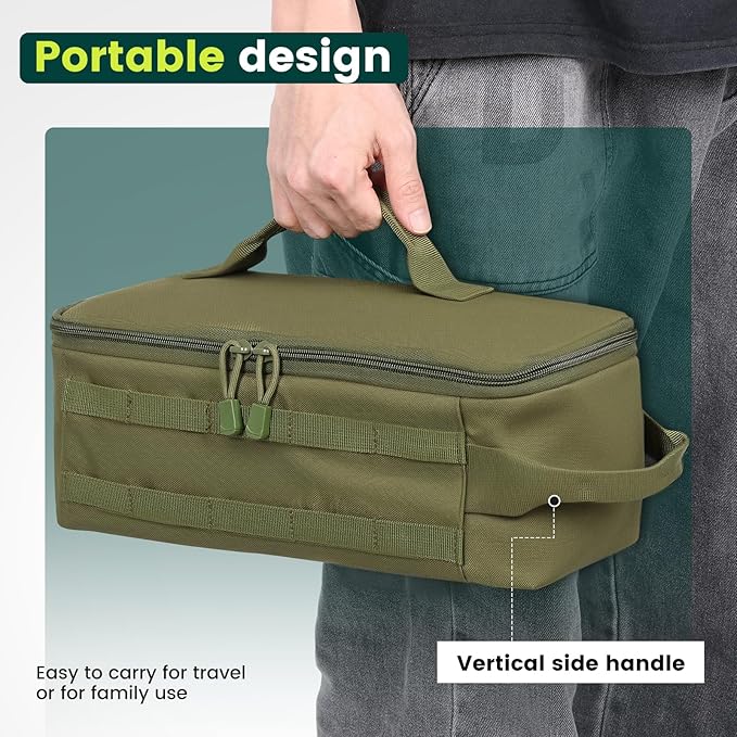 First Aid Bag Empty,Travel Bag Empty Pill Box Organizer, Portable Travel Pill Bottle Organizer for Home Outdoor Emergency Traveling(Military green,13.78 x 5.91 x 4.72 in)