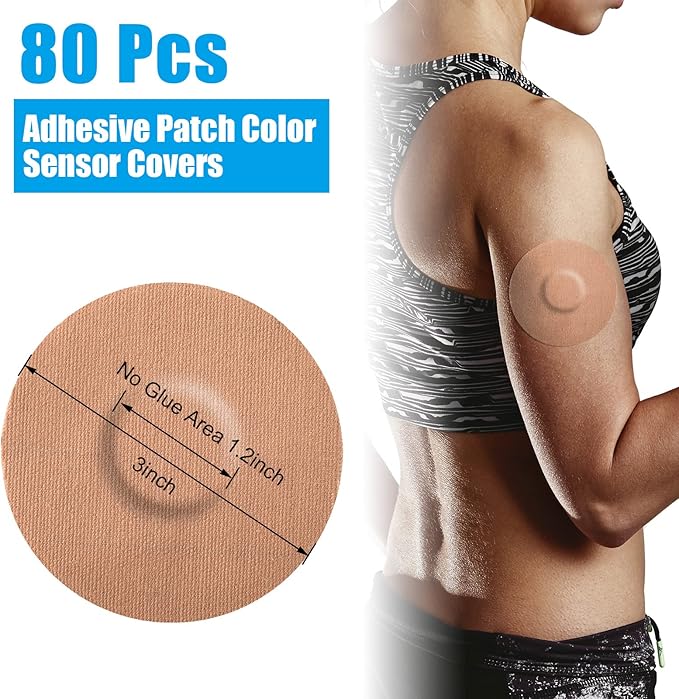 80 Pcs Adhesive Patch Sensor Covers, Cgm Continuous Glucose Monitor Protection Diabetic Supplies Freestyle Waterproof Sweatproof Adhesive Patch Protection Diabetic Supplies for Skin