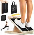 Adjustable Wooden Slant Board for Calf Stretching, Squats & Physical Therapy – Portable Incline Stretch Board for Ankle, Knee, Heel & Foot Mobility with 2 Extra Sand Papers, Carry Bag & Mini Loop Band