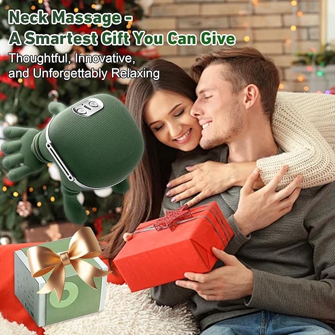Neck Massager with Heat & Compression, Portable 4D Shiatsu Deep Tissue Kneading Massager for Neck, Shoulder, Back Pain Relief, Comfort, Muscle Relaxation at Home, Office, Travel Easter Gift Women Men
