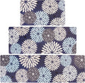PVC Anti-Fatigue Kitchen Mats Set of 3, Non-Slip Kitchen Rugs, Comfort Standing Runner Rug, Multipurpose Indoor Mats for Laundry, Office, Bedroom, Sink, Bathroom, Dark Blue