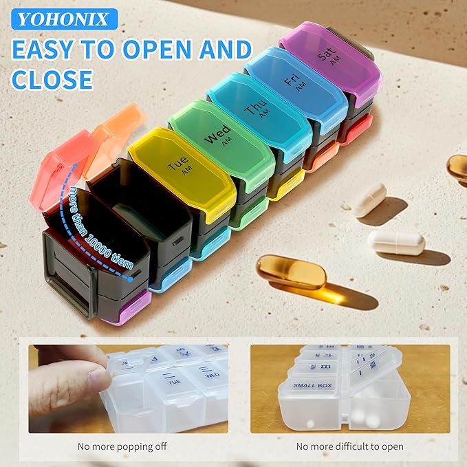 Extra Large Pill Organizer 2 Times a Day – XL Pill Box 7 Day with Big AM/PM Compartments – Fits Large Vitamins, Supplements & Gummies, for 7 or 14-Day Use, Suitable for Anyone, Medicine Organizer