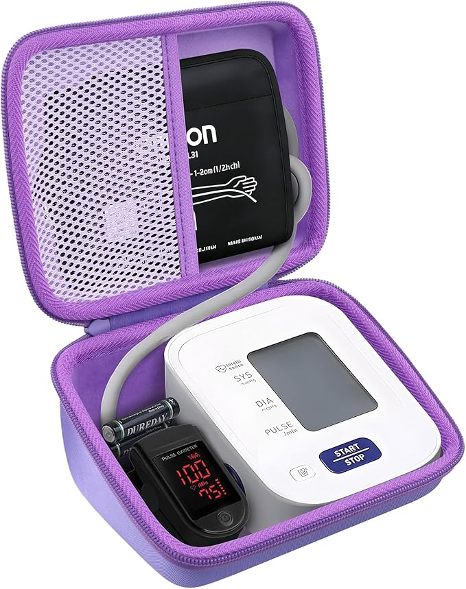 co2CREA Hard Case for Omron 3 Series Omron M2 Classic Upper Arm Blood Pressure Monitor BP7100 BP710N HEM-7120 Hem-7121 HEM-7124, Portable Travel Case Replacement, Purple
